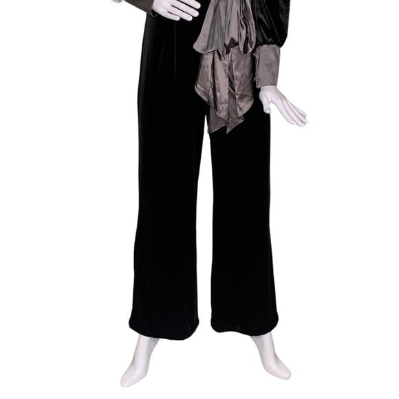 Kloth Velour Deep-V Jumpsuit Long Sleeve Wide Leg Black Size M - Picture 3 of 13